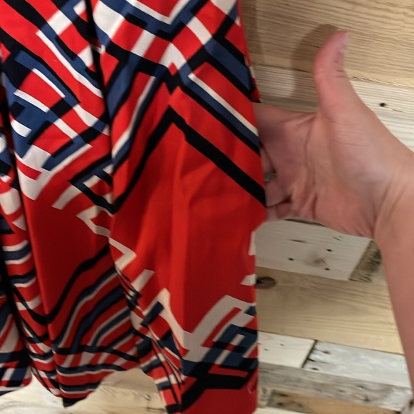 Jessica Simpson size 6 Red, Blue, White, and Black A-line Halter Midi Sundress - Picture 4 of 11